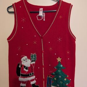 Red Christmas Santa & Tree Vest